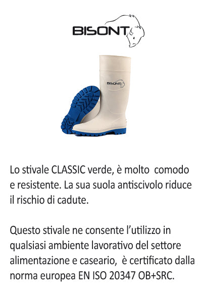 stivale classic bianco con scritte di certificazione